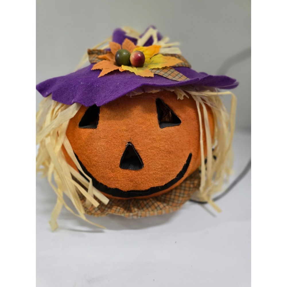 VTG Gemmy Halloween Scarecrow Pumpkin FIber Optic Jack-O-Lantern Decor Plug-In